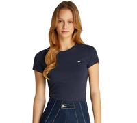Tommy Jeans Camiseta de Manga Corta para Mujer Slim Cuello Redondo, Azul (Dark Night Navy), L