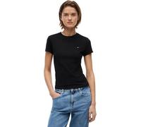 Tommy Jeans Camiseta de Manga Corta para Mujer Slim Cuello Redondo, Negro (Black), L