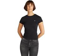 Tommy Jeans Camiseta de Manga Corta para Mujer Slim Cuello Redondo, Negro (Black), XL