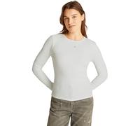 Tommy Jeans Camiseta de Manga Larga Mujer Slim Fit Essential de algodón, Blanco (Ecru), S