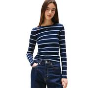 Tommy Jeans Camiseta de Manga Larga Mujer Slim Fit Essential de algodón, Multicolor (Dark Night Navy/Stripe), XS