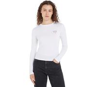 Tommy Jeans Camiseta de Manga Larga Mujer Slim Fit Essential sin Capucha, Blanco (White), L