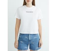 Tommy Jeans Camiseta de mujer de manga corta y logotipo Tommy Jeans bordado en la parte delantera. Blanco 38