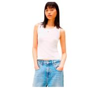 Tommy Jeans Camiseta de Tirantes Mujer Essential Rib Slim Fit, Blanco (Ecru), L