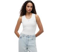 Tommy Jeans Camiseta de Tirantes Mujer Essential Rib Slim Fit, Blanco (Ecru), XS