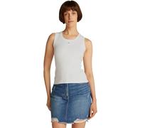 Tommy Jeans Camiseta de Tirantes Mujer Essential Rib Slim Fit, Blanco (Ecru), XS