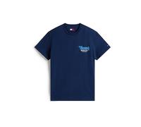 Tommy Jeans Camiseta de manga corta Slim Font Play Hombre, cuello redondo, azul (Dark Night Navy) S