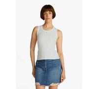 Tommy Jeans Camiseta de Tirantes Mujer Essential Rib Slim Fit, Blanco (Ecru), XS