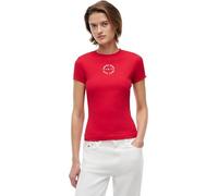Tommy Jeans Camiseta Tjw Slim ESS Logo2 Rib tee Ext DW0DW22807 S/S, Color Rojo (Amaryllis Red), XL