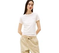 Tommy Jeans Camisetas de Manga Corta Mujer Slim Linear con Cuello Redondo, Marfil (Ancient White), XXS