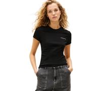 Tommy Jeans Camisetas de Manga Corta Mujer Slim Linear con Cuello Redondo, Negro (Black), XL