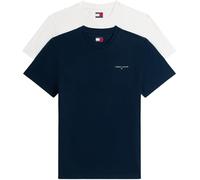 Tommy Jeans Camisetas de Manga Corta Pack de 2 Hombre Slim Linear con Cuello Redondo, Multicolor (Ecru/Dark Night Navy), XXL