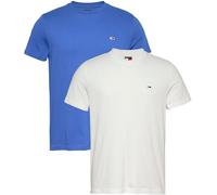 Tommy Jeans Camisetas de Manga Corta Pack de 2 Hombre Xslim Jersey de algodón, Multicolor (Ecru/Tempo Blue), XXL