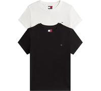 Tommy Jeans Camisetas de Manga Corta Pack de 2 Mujer con Cuello Redondo, Blanco (Ecru/Black), M