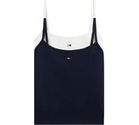 Tommy Jeans Camisetas de Tirantes Pack de 2 Mujer Essential Strap Top Tejido elástico, Multicolor (Ecru/Dark Night Navy), XL