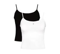 Tommy Jeans Camisetas de Tirantes Pack de 2 Mujer Essential Strap Top Tejido elástico, Multicolor (Ecru/Black), XL