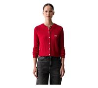 Tommy Jeans - Cárdigan de punto fino con logo de bandera - Knitwear - Mujer - Rojo - M -
