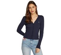 Tommy Jeans Cárdigan Mujer Cable Essential con Botones, Azul (Dark Night Navy Melange), XL