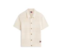 Tommy Jeans Cárdigan 'Tommy Badge Woven Short Sleeve' crema XS crema
