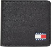 Tommy Jeans Cartera Hombre Heritage Leather Plegable, Negro (Black), Talla Única