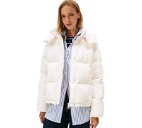 Tommy Jeans Cazadora acolchada Mujer Alaska Grid Down con capucha, Marfil (Ancient White), L