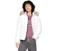 Tommy Jeans Cazadora Acolchada Mujer Basic Hooded Down Jacket con Capucha, Blanco (White), L