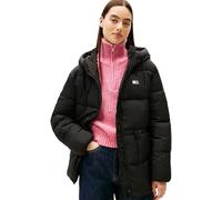 Tommy Jeans Cazadora acolchada Mujer Midi con capucha, Negro (Black), S