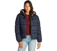 Tommy Jeans Cazadora Acolchada Mujer Quilt Rouch Tape Jacket con Capucha, Azul (Dark Night Navy), XXS