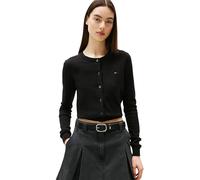 Tommy Jeans Chaqueta de Punto Mujer Cardigan Essential Crew Neck con Botones, Negro (Black), S