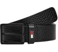Tommy Jeans Cinturón Hombre Elevated Flag 3,5 cm Cinturón de piel, Negro (Black), 100 cm