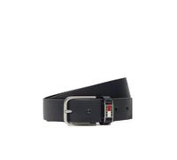 Tommy Jeans Cinturón Hombre Scanton 3,5 cm con hebilla de espiga, Negro (Black), 90 cm