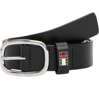 Tommy Jeans Cinturón Mujer Oval Cinturón de piel, Negro (Black), 95 cm
