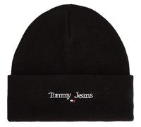 Tommy Jeans Gorro de Punto Hombre Sport Beanie con Logotipo, Negro (Black), Talla Única