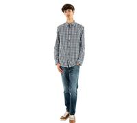 Tommy Jeans Hombres TJM REG POPLIN CHECK SHIRT DM0DM19655, Blue (Dark Night Navy Small Check), L