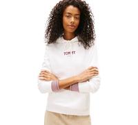 Tommy Jeans Hoodie Mujer Regular Fit con Bolsillo Canguro, Blanco (Ecru), 6XL