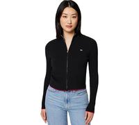 Tommy Jeans Jersey con Cremallera Mujer Cable Zip Thru Cardigan Entallado, Negro (Black), L