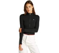 Tommy Jeans Jersey con Cremallera Mujer Cable Zip Thru Cardigan Entallado, Negro (Black), L