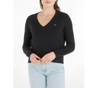 Tommy Jeans Jersey de mujer de manga larga y cuello en v. Negro 40 (L)