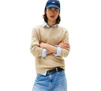 Tommy Jeans Jersey de Punto para Hombre Cuello Redondo, Beige (Silt), S