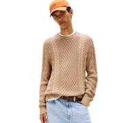 Tommy Jeans Jersey Hombre Cable Knit Sweater con Punto Trenzado, Marrón (Coastal Taupe Tonal), XXL