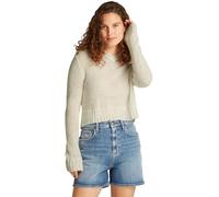 Tommy Jeans Jersey Mujer Open Knit con Cuello de Pico, Marfil (Ancient White), XXS