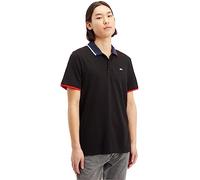 Tommy Jeans Men Short-Sleeve Polo Shirt Reg Flag Regular Fit, Black (Black), S