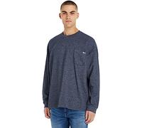 Tommy Jeans Men Sweatshirt Relaxed Waffle without Hood, Blue (Twilight Navy), L