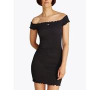 Tommy Jeans Minivestido smock de mujer con cuello cisne. Negro XS