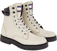 Tommy Jeans Mujer Botines de media caña Lace Up de piel, Beige (Bleached Stone), 38 EU