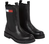 Tommy Jeans Mujer Botines de media caña Long Chelsea de piel, Negro (Black), 37 EU