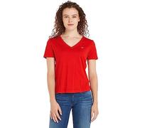 Tommy Jeans Tjw Slim Soft V Neck XS Rojo