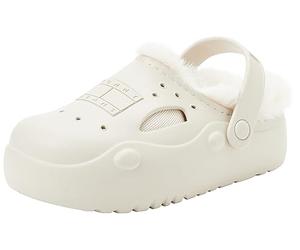 Tommy Jeans Mujer Zapatillas para estar en casa Freedom Mule de felpa, Beige (Bleached Stone), 35/36 EU