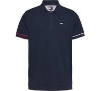 Tommy Jeans Polo de Manga Corta Hombre Flag Cuff Slim Fit, Azul (Dark Night Navy), M