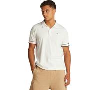Tommy Jeans Polo de Manga Corta Hombre Flag Cuff Slim Fit, Blanco (Ecru), L